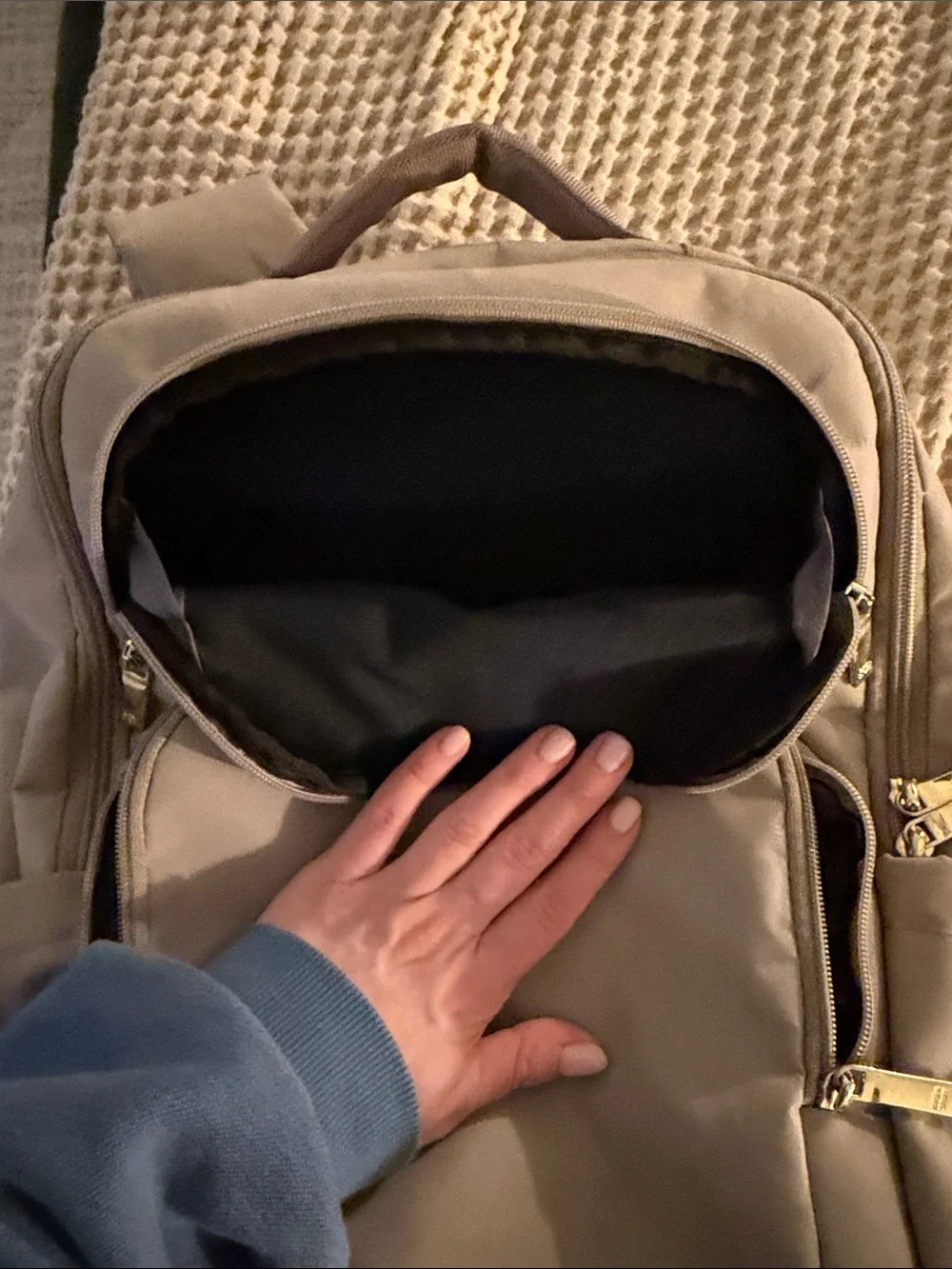 Open Story Commuter Backpack in Taupe with Gold Hardware - Unbranded